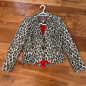 Alice + Olivia leopard print leather elbow patches- Medium